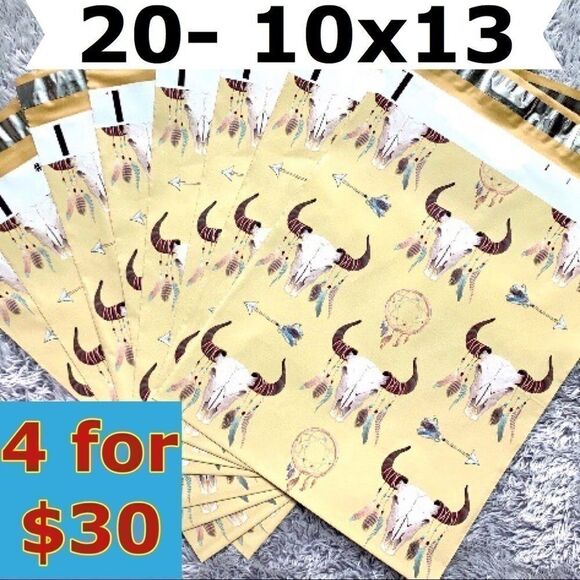 20- 10x13 Boho Skull Design Poly Mailers - Picture 2 of 7